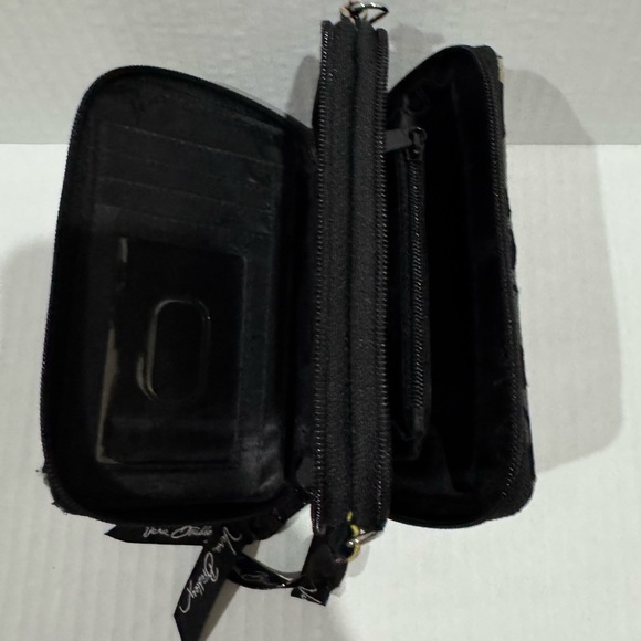 Vera Bradley Yellow & Black Double Zip Around Mini Purse W/O Cross Body Strap - Picture 4 of 9